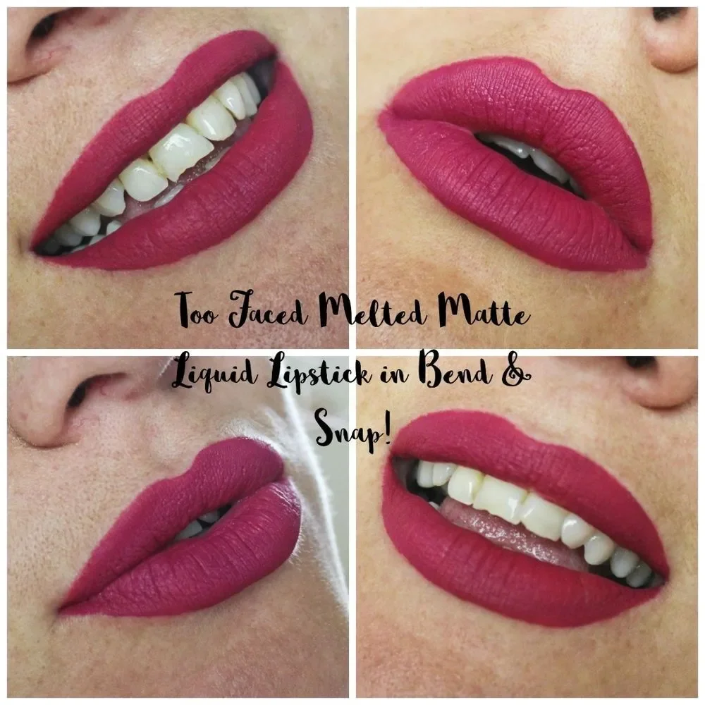 Too Faced Matte Plumpinh Liquid Lipstick in Bend and Snap- Cool Berry Tone